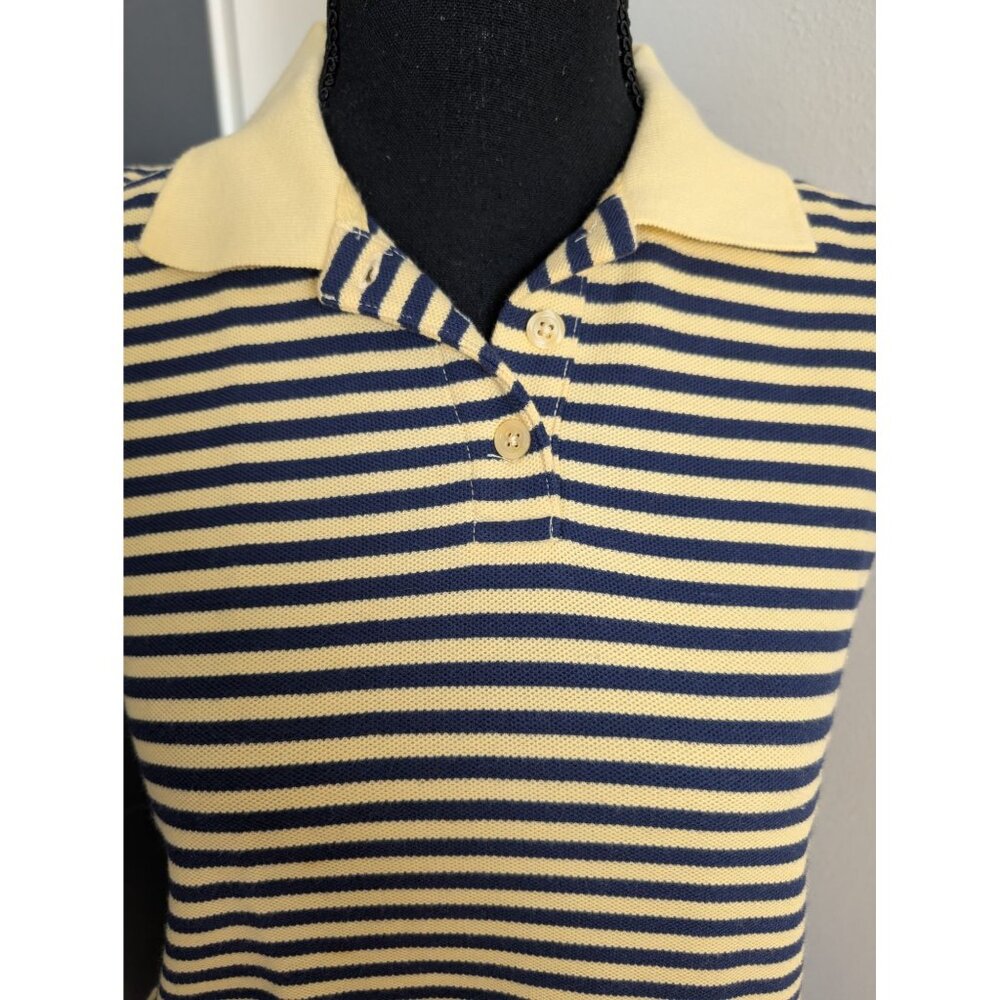 y2k Croft and Barrow Navy and Yellow Striped Sleeveless 100% Cotton Polo - S - Picture 2 of 8